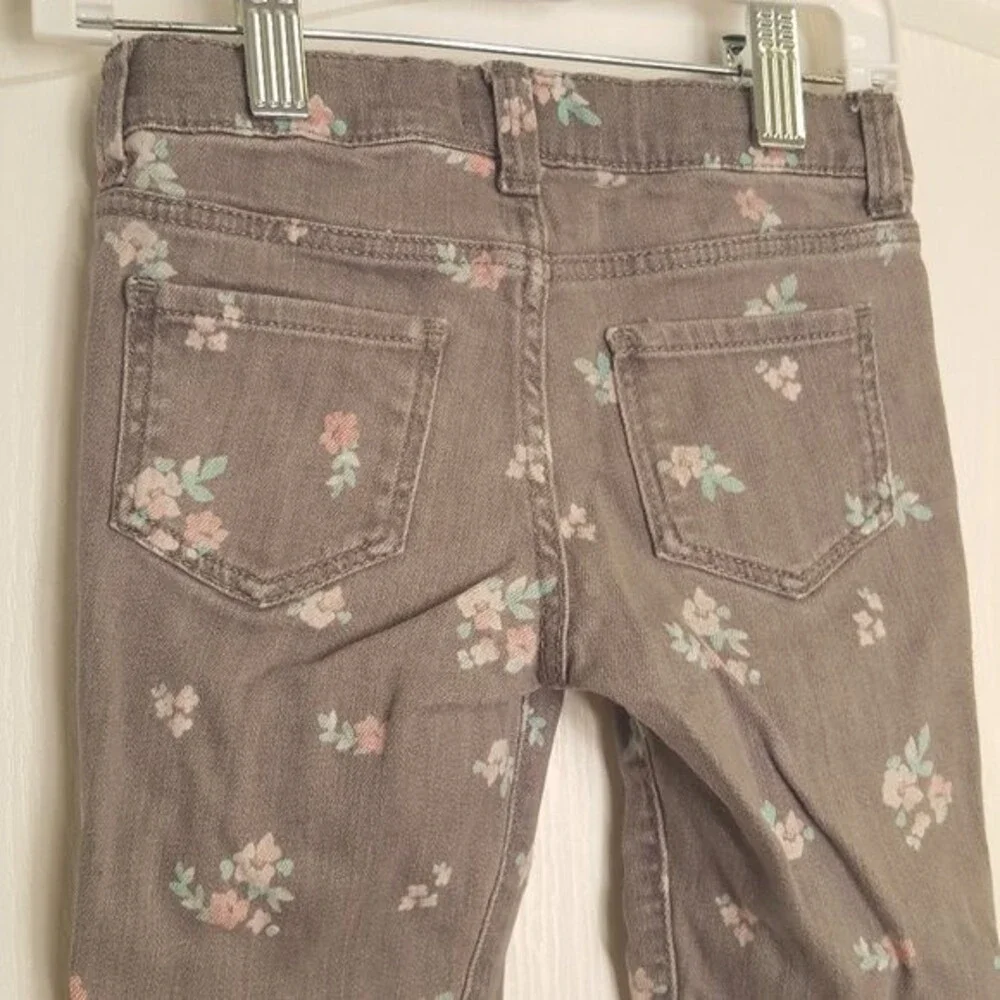 Oshkosh Gray Floral Stretch Denim Jeans